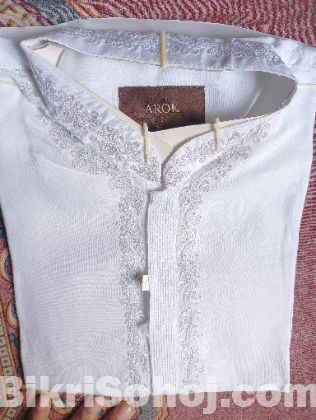 সাদা সুতির AROK পাঞ্জাবি